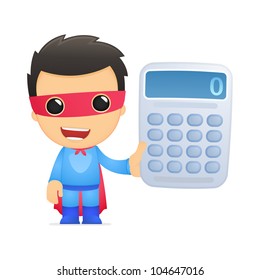 funny cartoon superhero in various poses for use in advertising, presentations, brochures, blogs, documents and forms, etc.