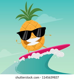 funny cartoon of surfing pineapple