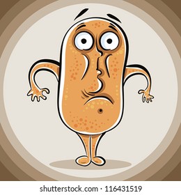 Funny cartoon surprised monster, vector illustration.
