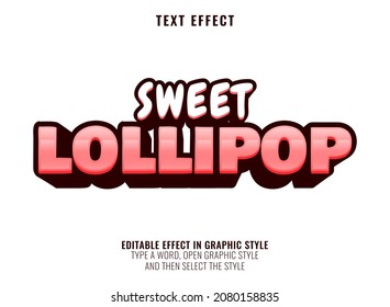 funny cartoon sweet candy lollipop text effect