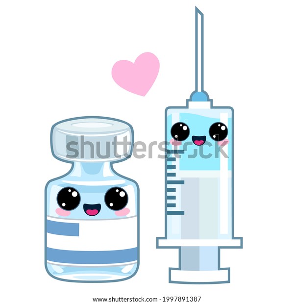 Funny Cartoon Syringe Injection Vaccine Vial Stock Vector (Royalty Free ...