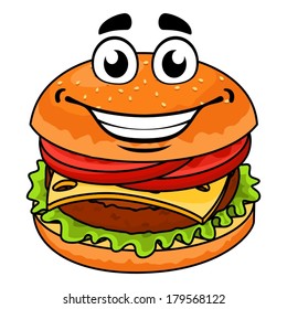 Funny Cartoon Tasty Hamburger Stock Vector (Royalty Free) 179568122 ...