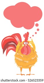 Funny cartoon thoughtful rooster. What is he thinking about? It's up to you!