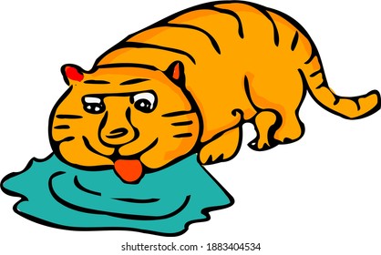 Curiosa caricatura Tigre Vector Animal aislado de agua potable