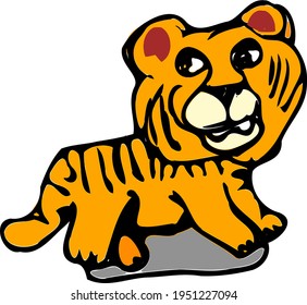 Funny Cartoon Tiger Isolated Animal Vector