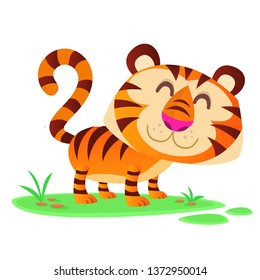 Funny cartoon tiger vector illustration
