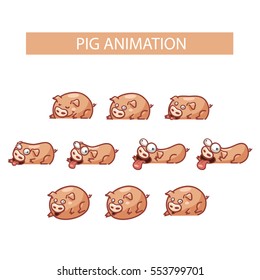 Funny cartoon tlyled pig