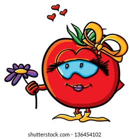 Funny cartoon tomato on the white background