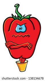 Funny cartoon tomato on the white background