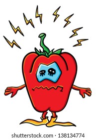 Funny cartoon tomato on the white background