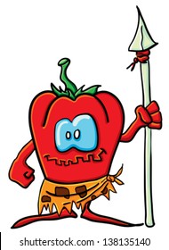 Funny cartoon tomato on the white background