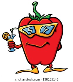 Funny cartoon tomato on the white background