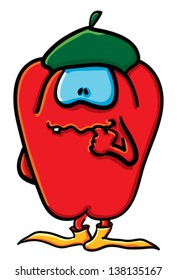 Funny cartoon tomato on the white background