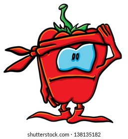 Funny cartoon tomato on the white background