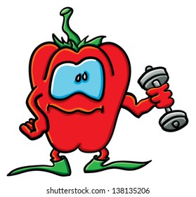 Funny cartoon tomato on the white background