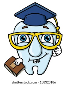 funny cartoon tooth. Vector illustration of wisdom  tooth