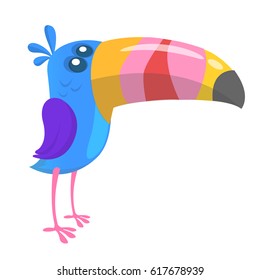 Funny cartoon toucan. Vector isolated