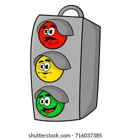 funny cartoon traffic light . the design of the character. vector illustration.