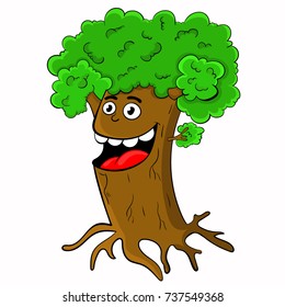 funny cartoon tree design nature. vector illustration.