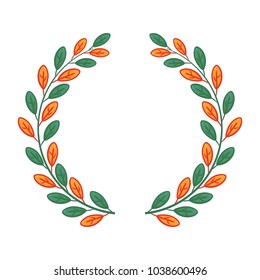 funny cartoon tree leaf wreath laurel hand drawing