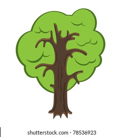 Funny cartoon tree window illustration