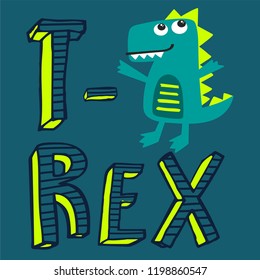 funny cartoon t-rex dinosaur illustration vector