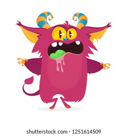 Funny cartoon troll or gremlin. Vector illustration
