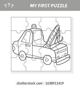 Funny cartoon truck. Educational game for kids - My first puzzle game and coloring book