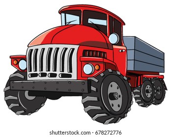 Funny cartoon truck, vector illustration