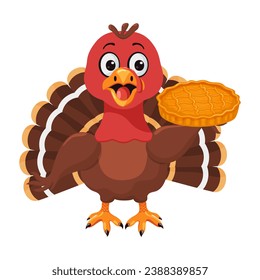 Funny cartoon turkey holding