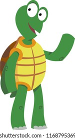 Funny cartoon turtle greeting and smiling like a human