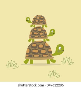 funny cartoon turtle print