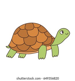 Funny cartoon turtle. Reptile vector image.