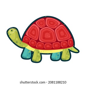 Funny cartoon turtle. Smart and with glasses. 