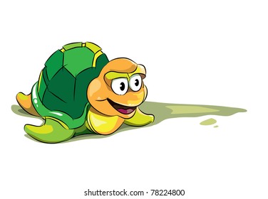 Funny cartoon turtle with smile