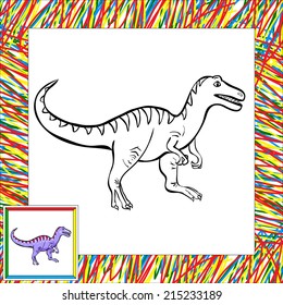 Funny cartoon tyrannosaur. Coloring book for children