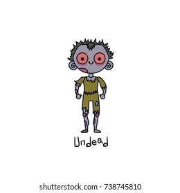 Funny cartoon undead. Halloween illustration. 