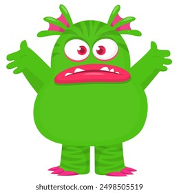 Funny cartoon underwatergreen monster creature illustration. Vector isolated.