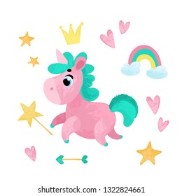 Funny Cartoon unicorn - Vector