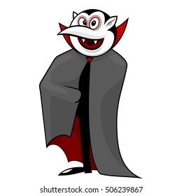 Funny cartoon vampire on white. Vector illustration of Dracula