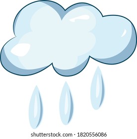 Hübscher Cartoon, Vektorblau, Regenwolke in Pastellfarben. Vollständig editierbar. Cute Baumschule auf weißem Hintergrund. Bereit für den Druck. Kann für Aufkleber, Plakat, Druck, Gewebe, Textilien verwendet werden