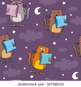 Funny Cartoon vector cat print