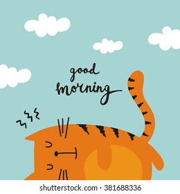 Funny Cartoon vector cat print