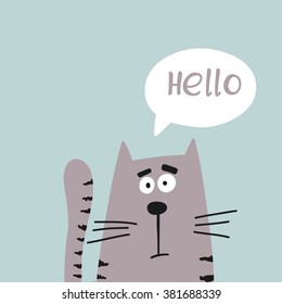 Funny Cartoon vector cat print