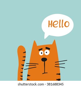 Funny Cartoon vector cat print