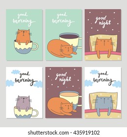 Funny Cartoon vector cat print