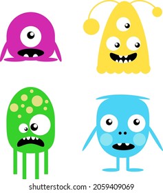 funny cartoon vector illustration bright monsters 