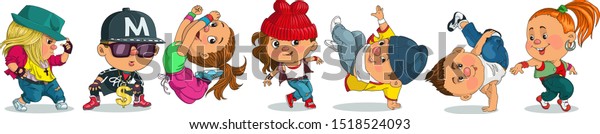 Funny Cartoon Vector Illustration Group Cheerful Stock Vector (Royalty
