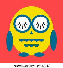 Funny cartoon vector sleeping owl.