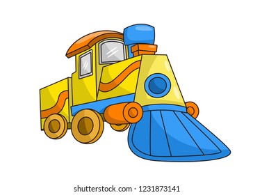funny cartoon vector train. Illustration of train isolated with white background.